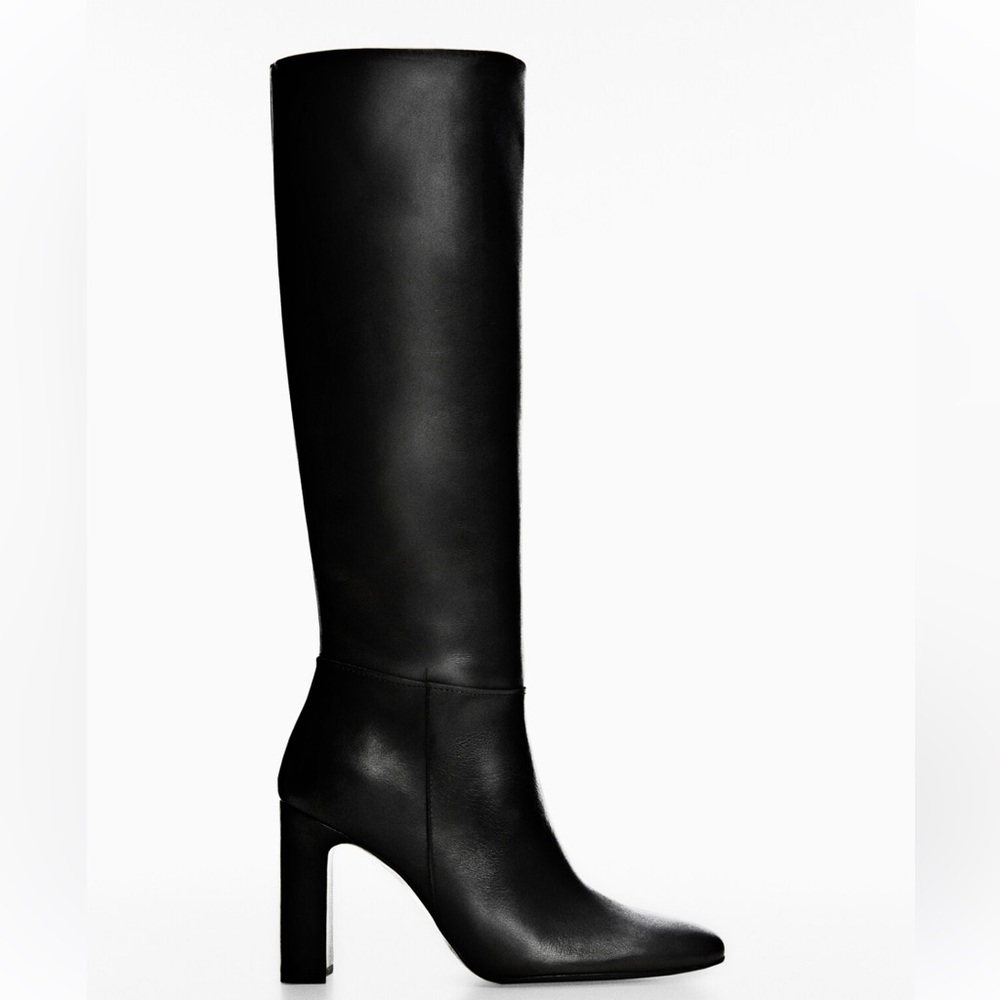 MANGO LEATHER BOOTS WITH TALL LEG BLACK EU 39 US 8.5
